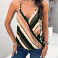 Elegant Striped V-Neck Cami: Chic Wrap Style, Durable & Easy-Care, Perfect for Spring-Fall