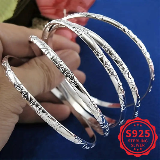 5‑Piece 925 Sterling Silver Geometric Bracelet Set – Everyday Hypoallergenic Jewelry for Women