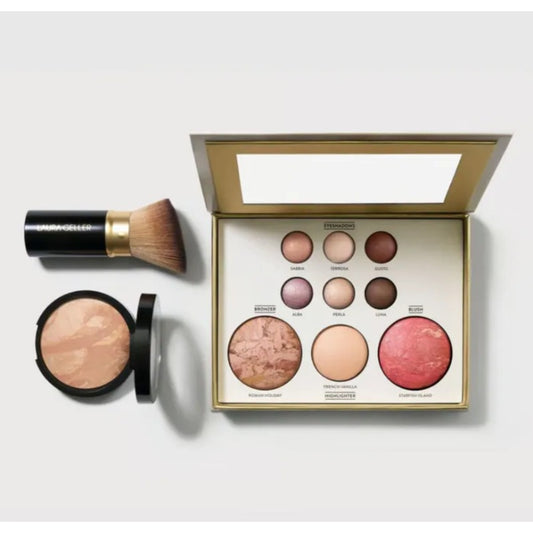 3pcs All-in-One Makeup Palette with Contour Powder, Blush, 3-Color Eyeshadow, Highlighter & Concealer - Portable Travel-Friendly Compact Powder Formula, Baking Recipe Included for Wet/Dry Application - Multi-Use for on-the-Go