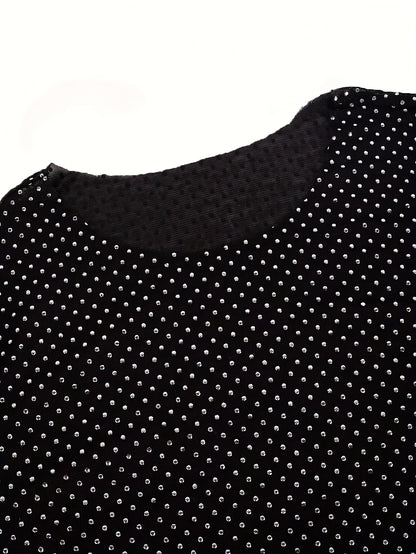 Women'S Sexy Semi-Sheer Mesh Long Sleeve T-Shirt - High Elasticity Slim Fit Round Neck Top, Breathable Stretchy Blouse For Spring Summer Fall, Machine Washable Versatile Casual & Dressy Outfits, Ladies T Shirts, Seasonal Fash