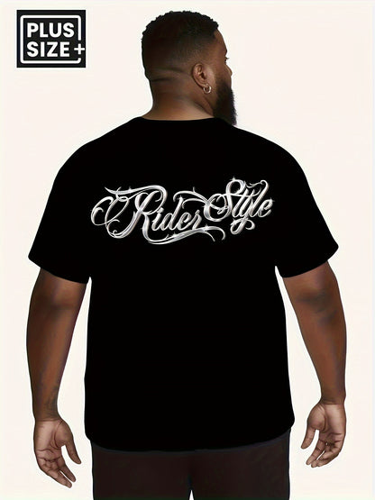 Men's Big & Tall Motorcycle Rider Graphic T-Shirt - Stretch Comfort Fit Tee with Sleeve Prints - Breathable Spandex Shirt for Motorcycle Enthusiasts - Machine Washable Biker Apparel (Plus Size Clothing), Casual Summer Wear, S