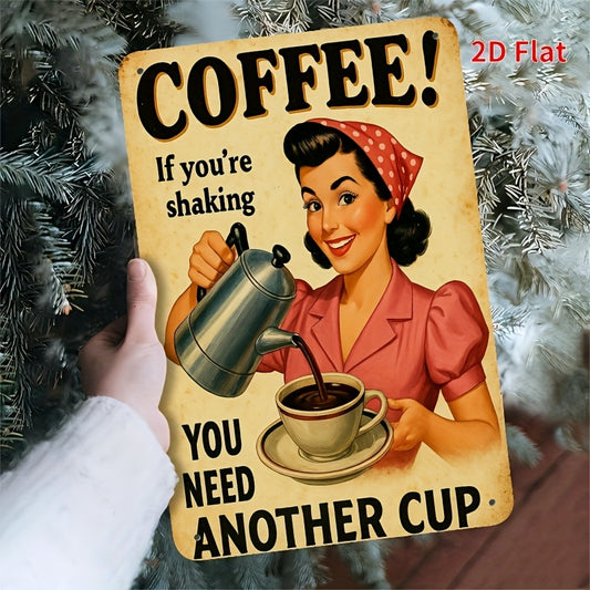 Vintage Coffee‑Themed Metal Sign – 7.8×11.8in Rustic Wall Art