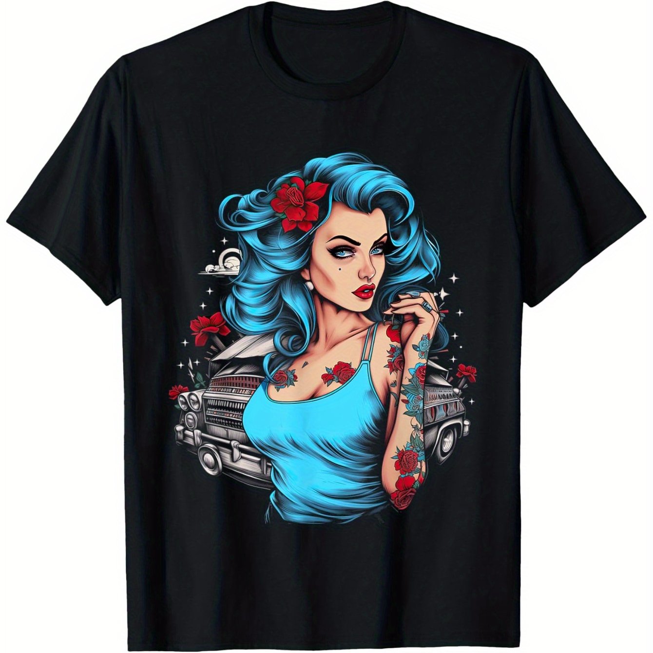 Pinup Girl Pin Up Vintage Retro girls T-Shirt, Suitable for Mens & Womens Outdoor T-Shirt, 100%cotton, S-XXXL